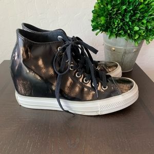 Metallic Converse wedge sneakers